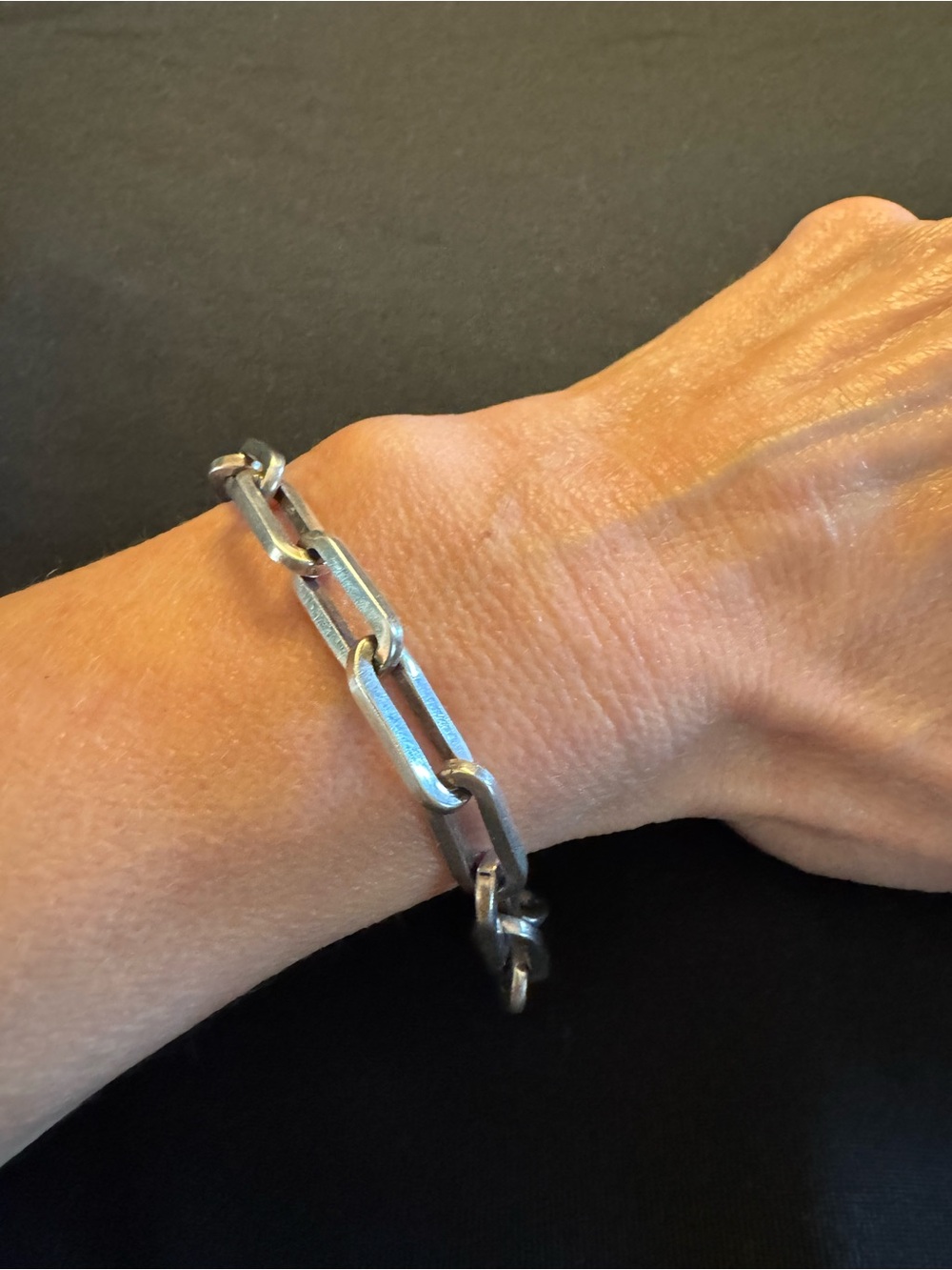 Heavy Artisan Sterling Silver Paperclip Link Bracelet - 8” - Picture 6 of 7